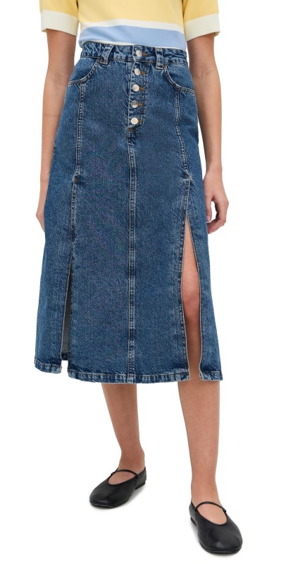 ALIGNE Troy Midi Skirt Mid Blue