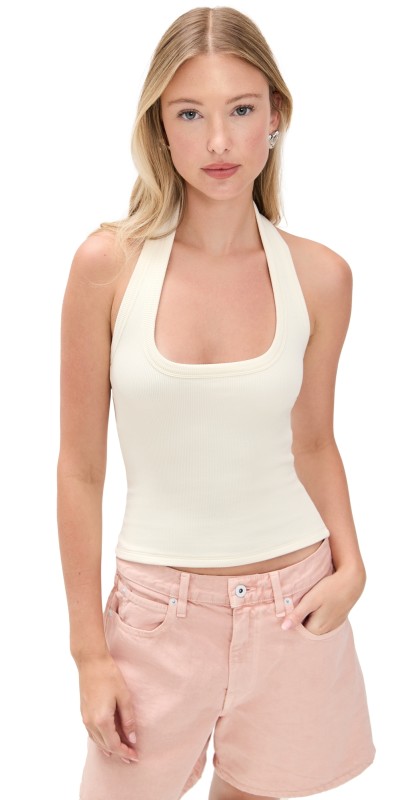 LNA Bradley Halter Top Ivory