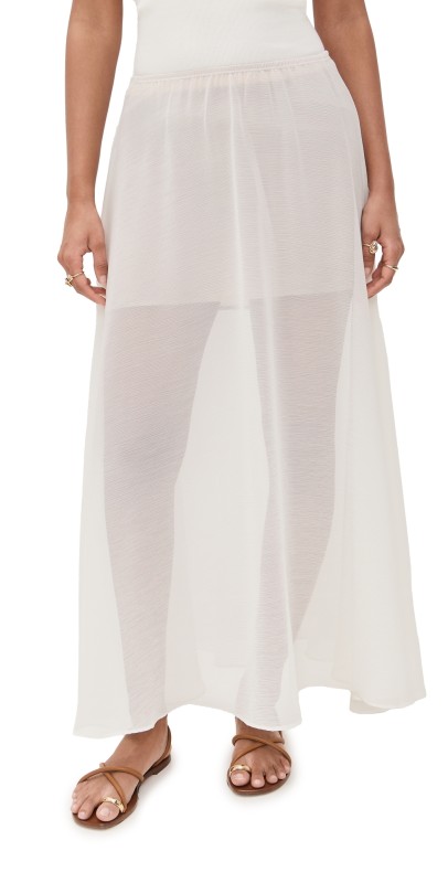 Enza Costa Japanese Yoryu Chiffon Skirt Off White