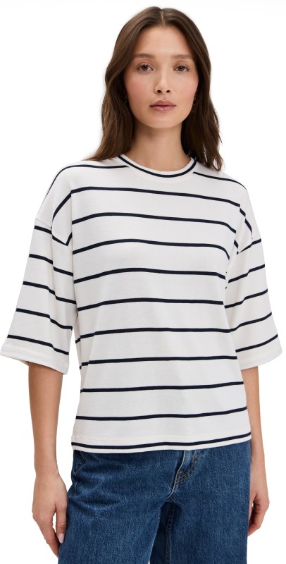 Vince Striped Wide Sleeve Tee Coastal Combo