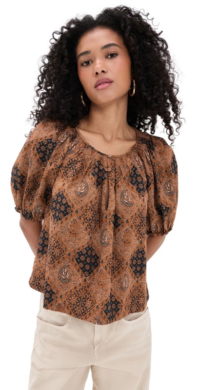 THE GREAT. The Moorland Top Geo Bandana Print