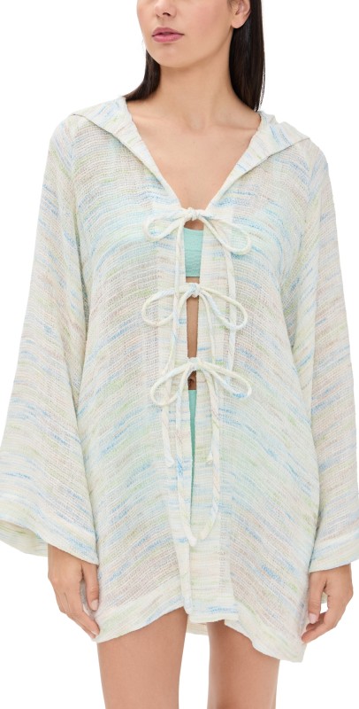 Lisa Marie Fernandez Beach Cape Mini Aegean Striped Linen Gauze