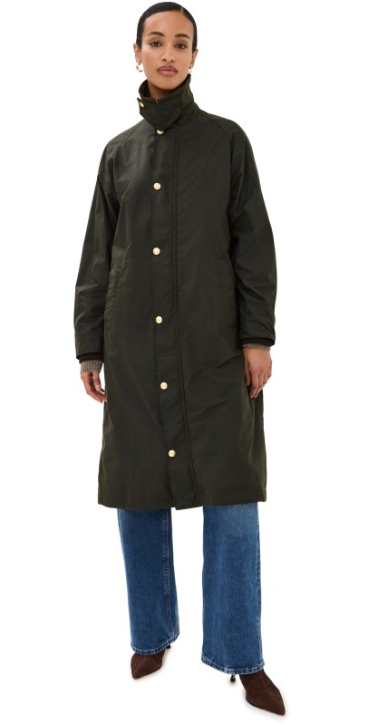 Nili Lotan Romuald Waxed Coat Dark Hunter Green