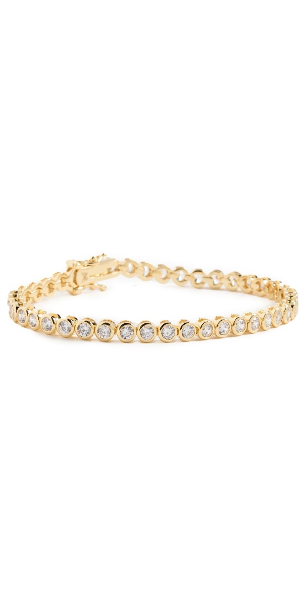 By Adina Eden Gold Bezel Tennis Bracelet Gold