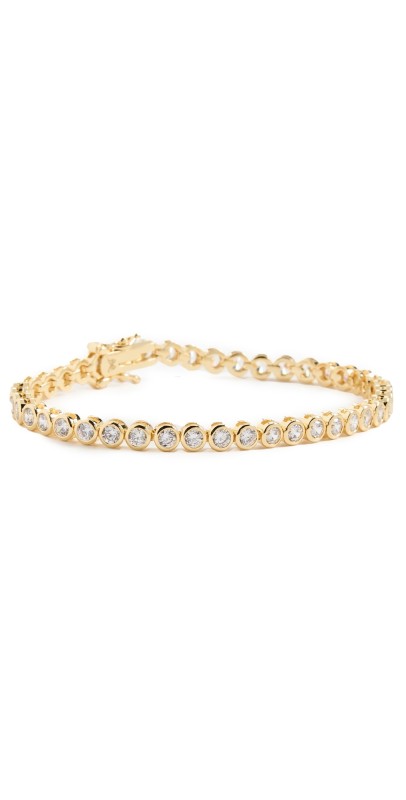 By Adina Eden Gold Bezel Tennis Bracelet Gold