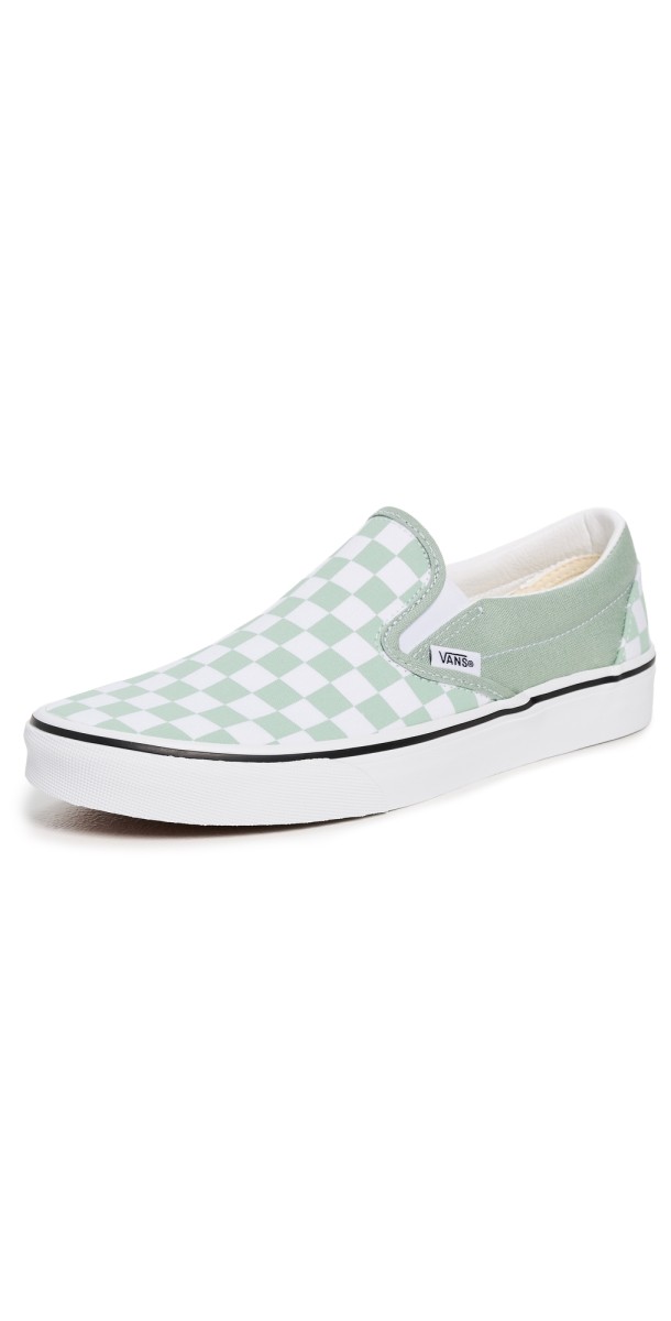 Vans Classic Slip-On Sneakers Checkerboard Gray Olive