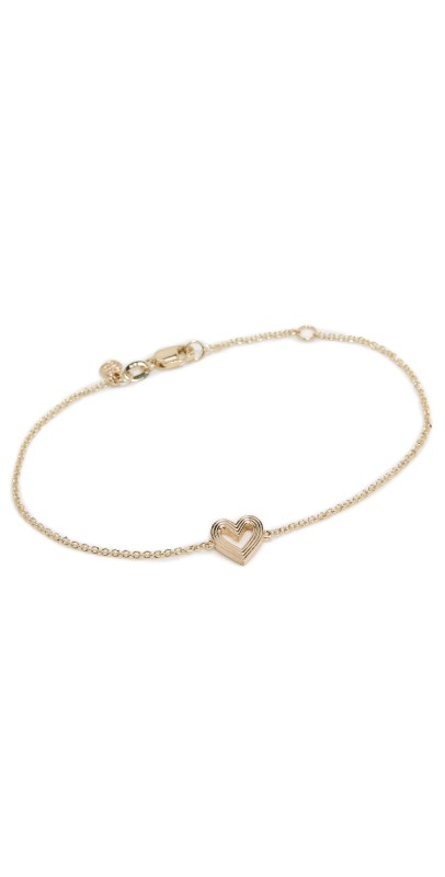 Sydney Evan 14k Fluted Heart Bracelet Yellow Gold