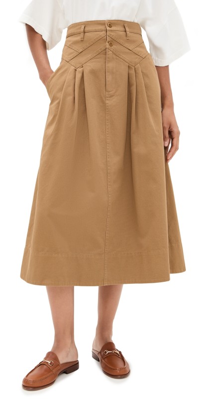 THE GREAT. The Field Skirt Tobacco