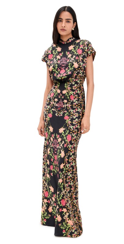 SALONI Fabienne Long Dress Sandolo Noir Plmt