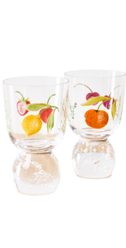 Misette Hand-Painted Bubble Glass Tumblers Fruits