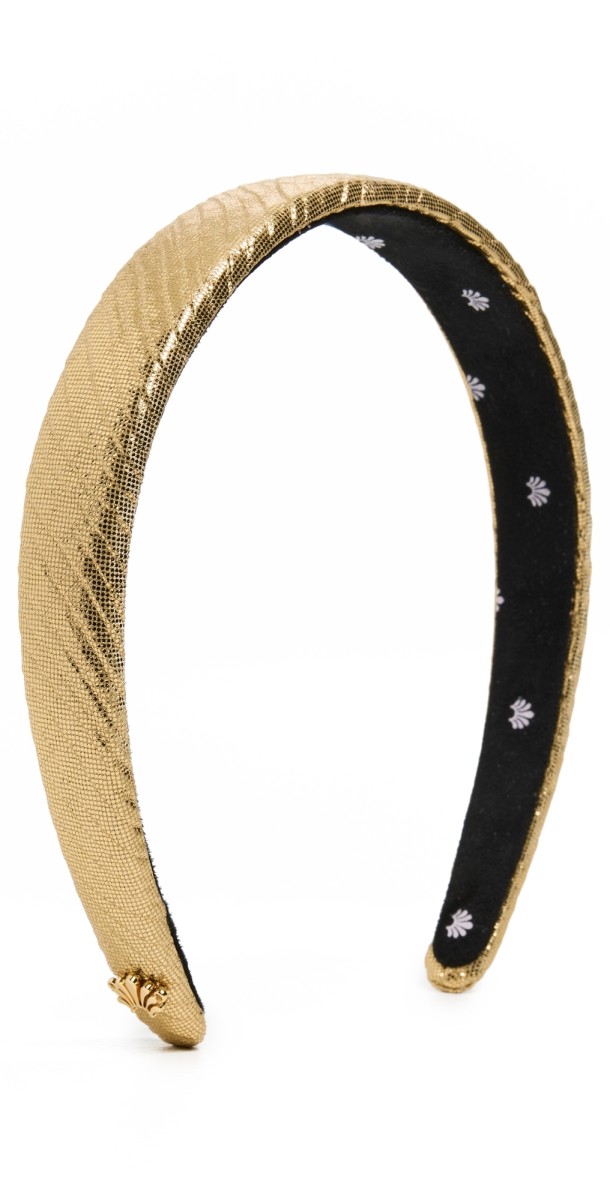 Lele Sadoughi Charlotte Crinkled Silk Headband Gold