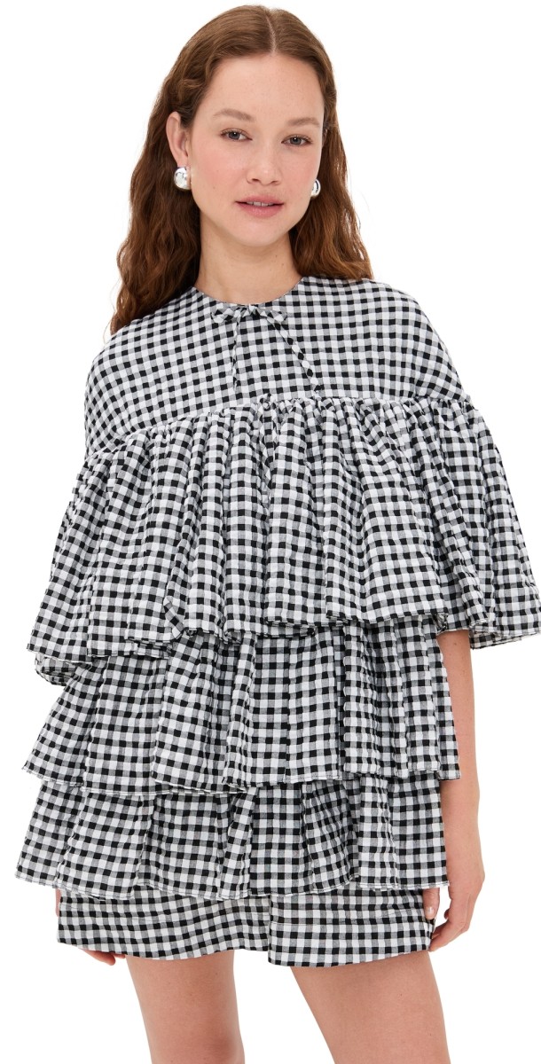 Meryll Rogge Ruffle Tiered Dress Black/White