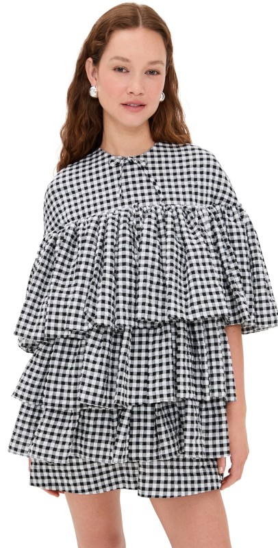 Meryll Rogge Ruffle Tiered Dress Black/White