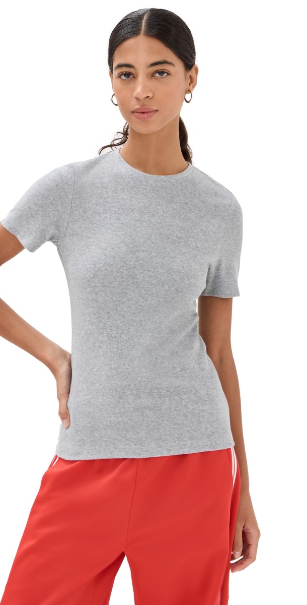 Tibi Dry Loop Terry Baby Tee Grey