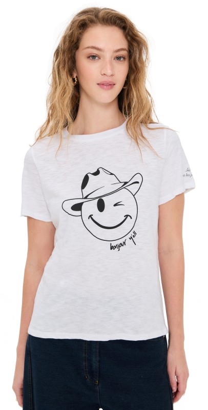 Cinq à Sept Bonjour Yall Smiley Tee White/Black