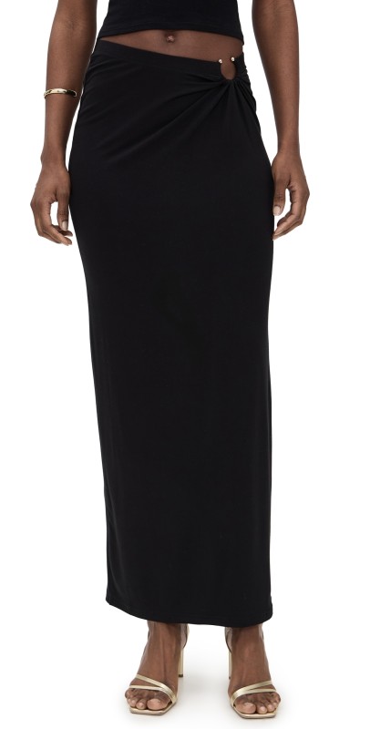 Good American Stretch Jersey Maxi Skirt Black001