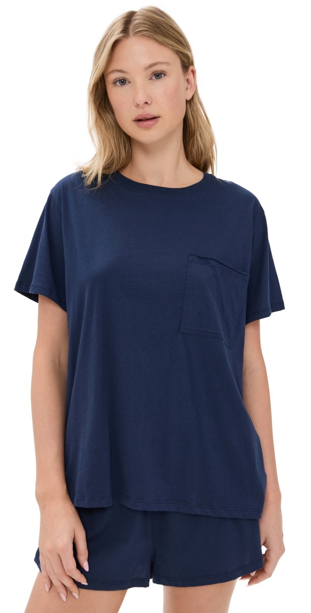 Lunya Organic Pima Tee Shorts Set Deep Blue