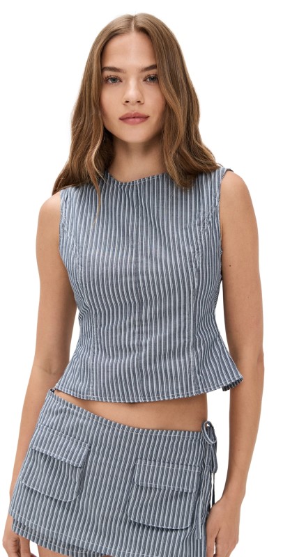 Lioness Countryside Top Charcoal Stripe