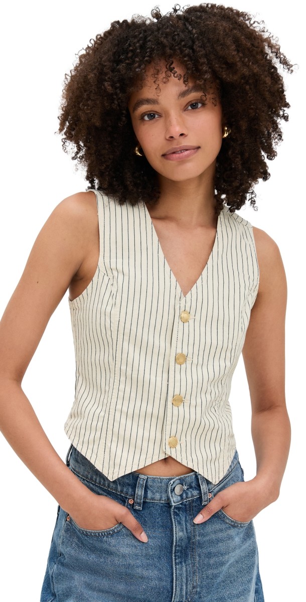 DL1961 Denim Vest Seashell Stripe (Vintage)