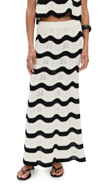 La DoubleJ Chevron Skirt Bicolor Black/Ecru