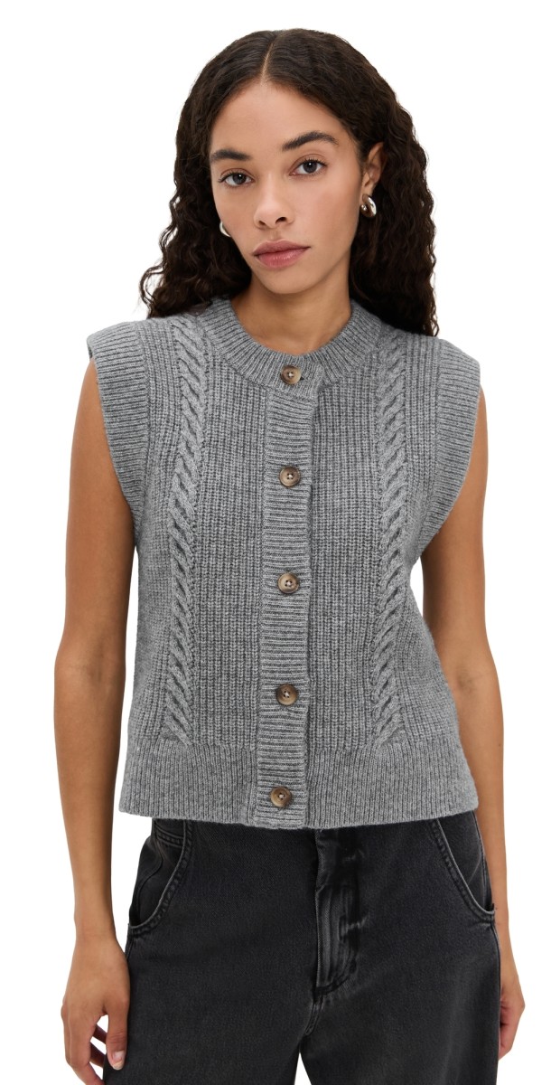 Levi's Ines Cable Sweater Vest Mid Heather Grey