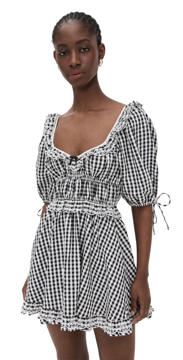 For Love & Lemons Jackson Mini Dress Black Gingham