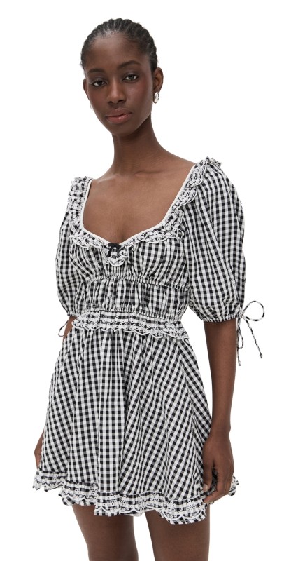 For Love & Lemons Jackson Mini Dress Black Gingham