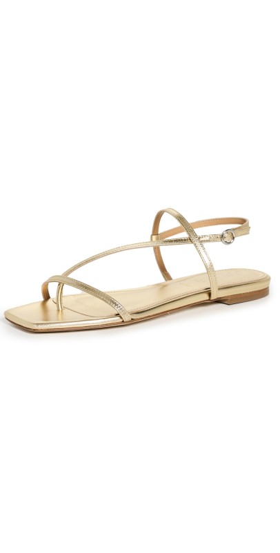 AEYDE Ella Nappa Leather Laminated Sandals Laminated Gold