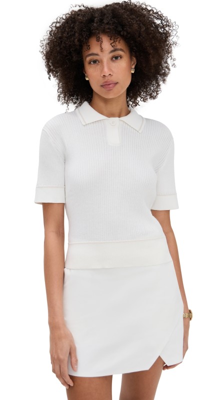 Rhone Birdie Sweater Polo Snow White