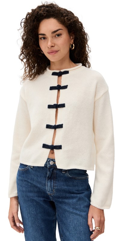Line & Dot Tess Cardigan Cream/Navy