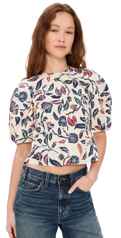 Apiece Apart Lino Top Garden Floral Cream