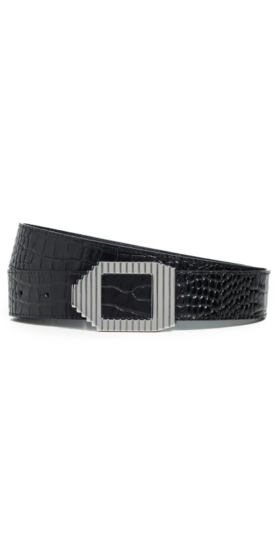 FRAME Geometric Buckle Belt Black Croc