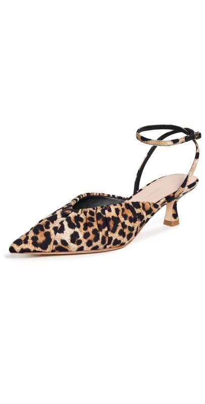 Loeffler Randall Rio Smocked Kitten Heels Leopard