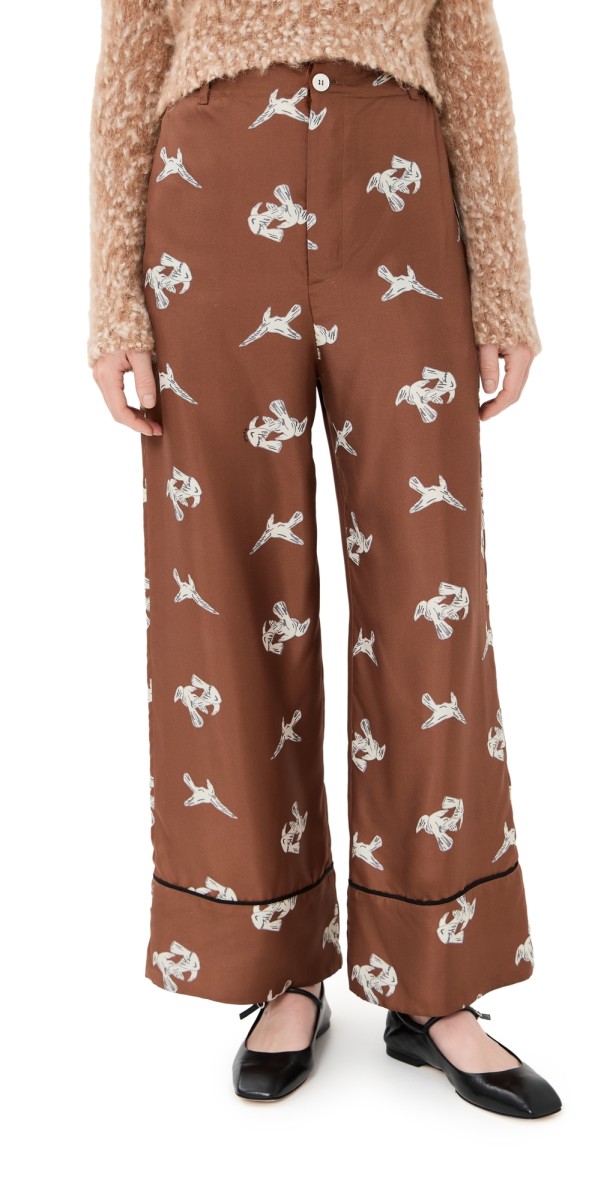 Marni Silk Trousers Maroon