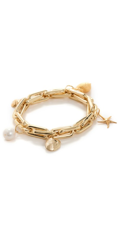SHASHI Linked Charm Bracelet Gold