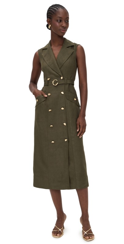 Aje Blake Utility Midi Dress Khaki