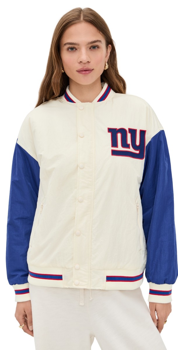 Terez NY Giants Colorblock Bomber Jacket NY Giants Sugar Swizzle/Blue