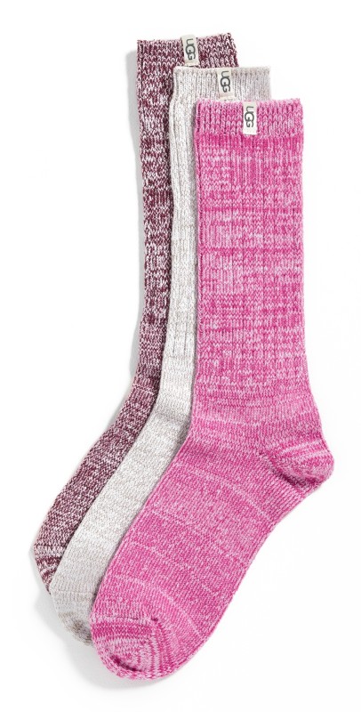 UGG Rib Knit Slouchy Crew 3 Pack Chroma Pink/Putty/Wildgrap
