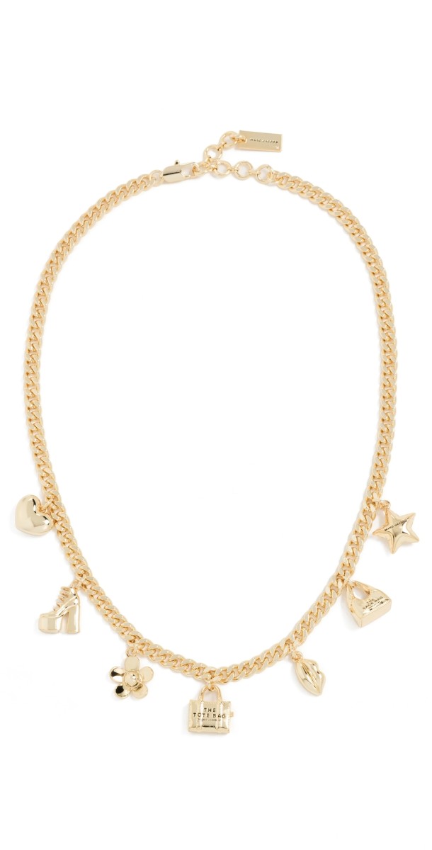 Marc Jacobs Mini Icon Charm Necklace LIGHT ANTIQUE GOLD