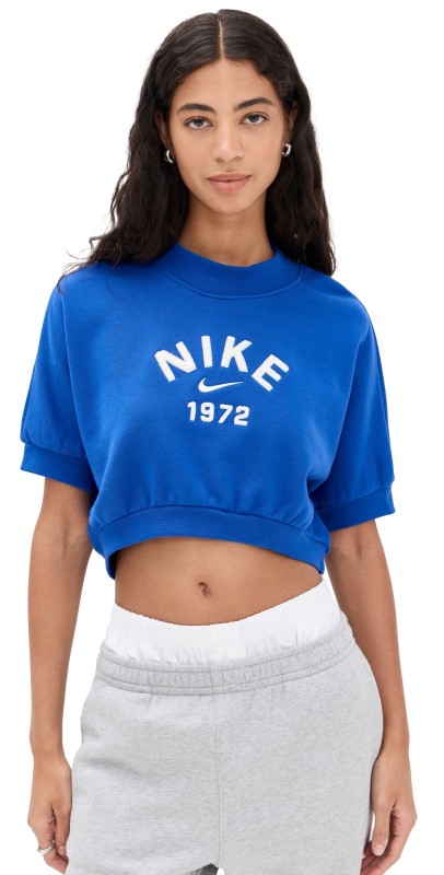 Nike Short Sleeve Fleece Crew Neck Top Game Royal/Sail