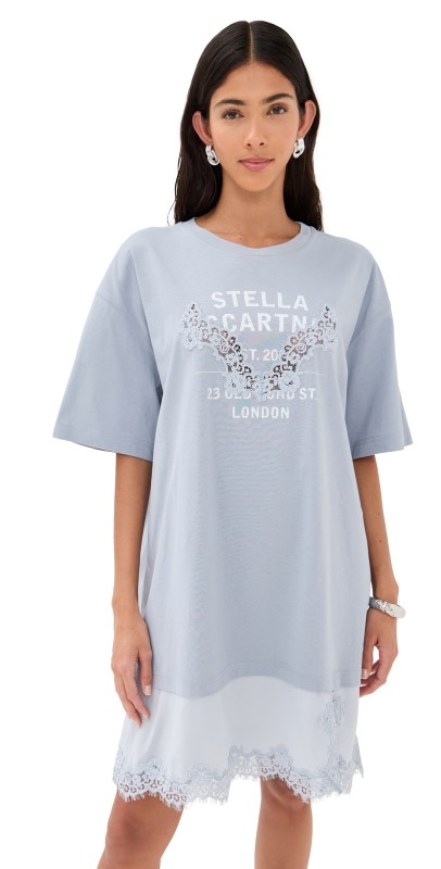 Stella McCartney Lace Slip Jersey Dress Angel Blue