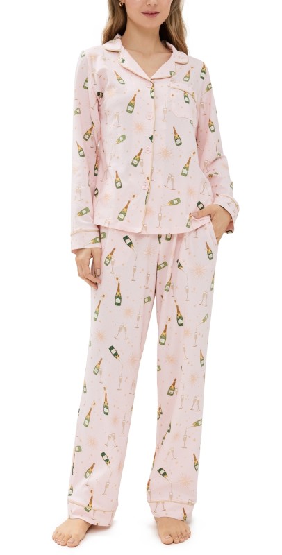 BedHead PJs Cotton Knit Long Sleeve Long Pj Set Pop Fizz Clink