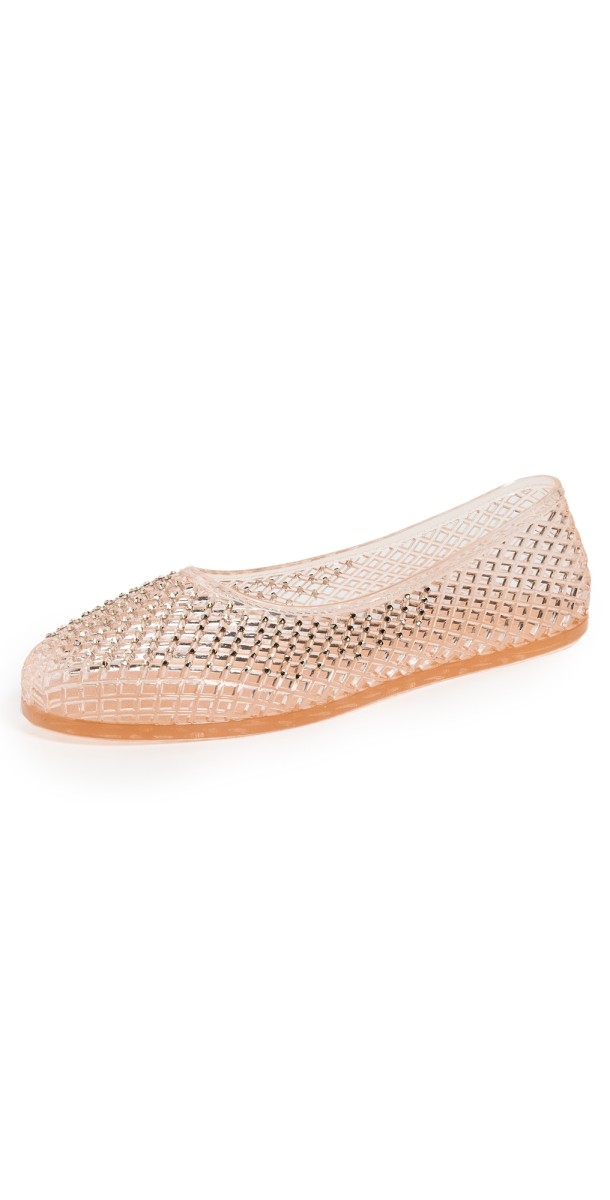 Ancient Greek Sandals Iro Swarovski Crystal Jelly Flats Nude
