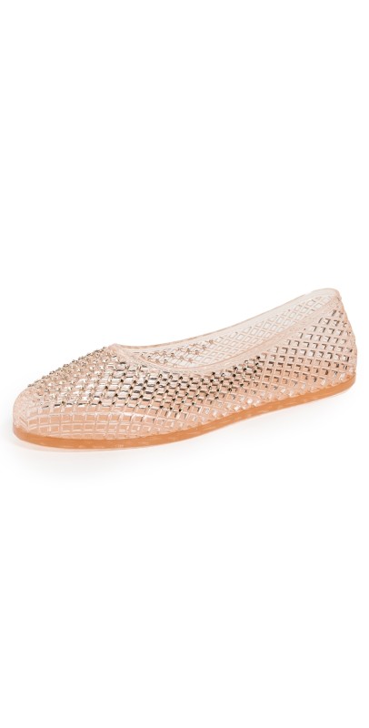 Ancient Greek Sandals Iro Swarovski Crystal Jelly Flats Nude