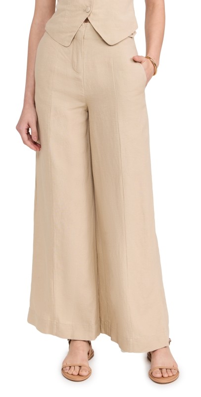 Onia Air Linen Palazzo Pants Jute
