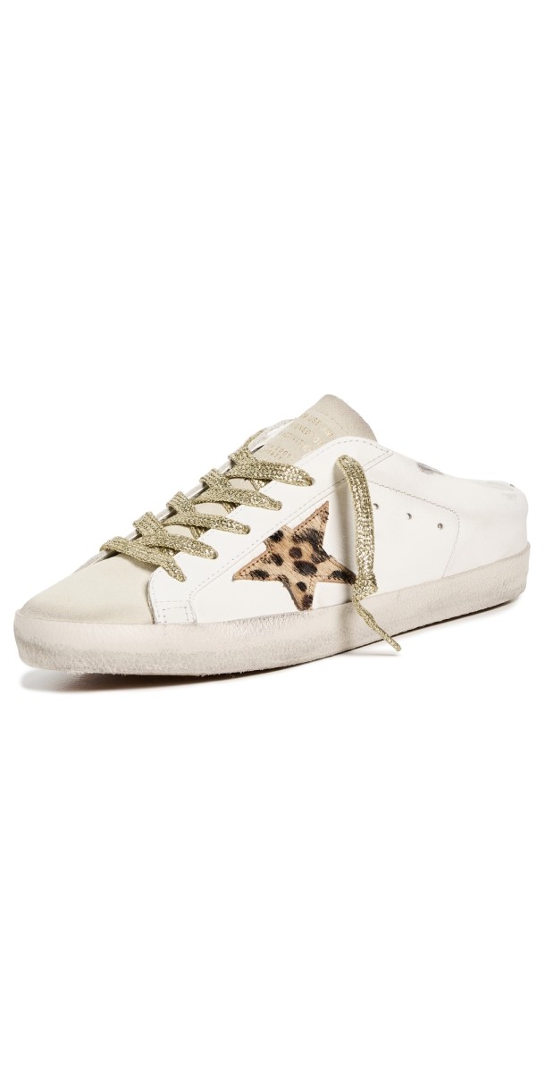Golden Goose Super Star Sabot Leather Upper Suede Toe Sneakers White/Beige/Brown And Black
