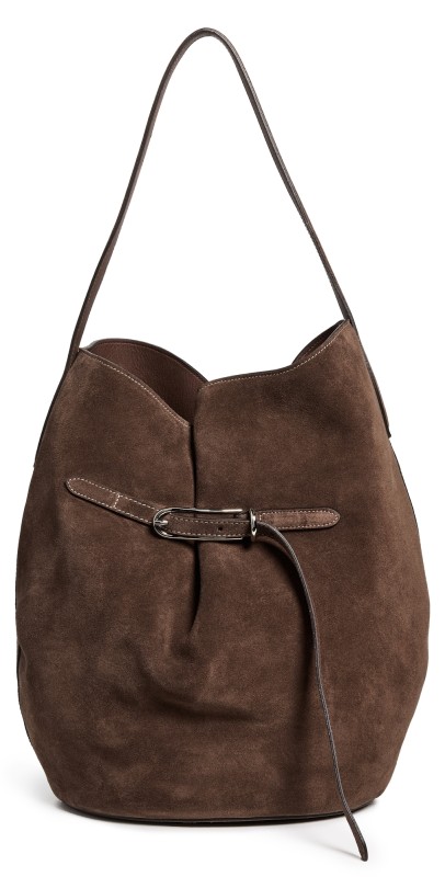 Liffner Large Belted Bucket Bag Dark Brow
