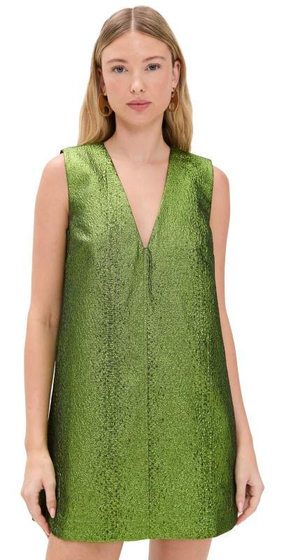 SIMONMILLER Fountain Metallic Mini Dress Matcha