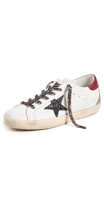 Golden Goose Super Star Nappa Upper Heel And Toe Suede Spur Sneakers White/Antracite/Red