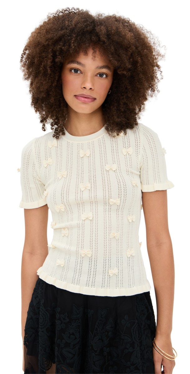 Sea Alberta Pearl Short Sleeve Knit Top Cream